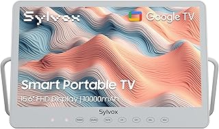 Compare SYLVOX Smart Portable TV, 15.6" Rechargeable Television 12V 10000mAh Battery Operated TV, IP66 Waterproof, Wireless, Google Assistant, Small Television for Bedroom Bathroom Kitchen Camping at KSA Price