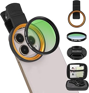 Compare 52MM CPL Filter for Phone, ClipOn Circular Polarizing Lens with HD MultiCoated Optical Glass, Enhances Photo Clarity and Reduces Glare, Compatible with iPhone 16 15 14 and Most Smartphones at KSA Price