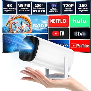 Mini Projector 4K Support, Portable Projector WiFi6…
