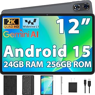 2026 12 Inch Tablet, Android 15 Tablet with…