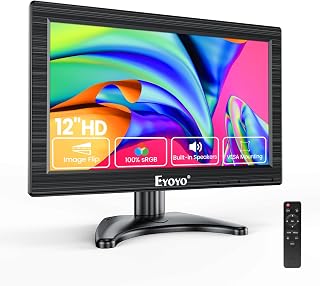 Compare Eyoyo 12 Inch Monitor 16:9 TFT LCD HDMI HD Resolution 1366 x 768 with HDMI VGA BNC AV Input for PC CCTV and Surveillance Camera 12 Inch Screen 16:9 with Remote Control at KSA Price