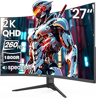 Compare CRUA 27'' Curved Gaming Monitor 260Hz240Hz, QHD 1440P 1800R VA Panel Computer Monitor with Builtin Speakers, Support AMD FreeSync, 120% sRGB, Blue Light Filter, HDMI2.0 & DP1.4, Wall MountableBlack at KSA Price