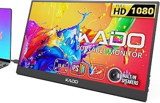 Compare Kado Portable Monitor for Laptop, 15.6" IPS 1920x1080 HDMI Dual USB TypeC Second Display Ergo Stand Builtin Speakers for PC, Mac, Tablet, Mobile Dex Mode, Xbox, PS4PS5 and Switch K165WFPNT at KSA Price