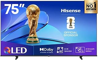 Compare Hisense 75 Inch QLED 4K Smart TV Smart VIDAA OS, Game Bar, 4K AI Upscaler, Dolby Vision & Atmos, AI Smooth Motion, Game Bar, Voice Control  75Q61Q at KSA Price