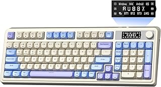 Compare AULA S99 Pro Keyboard, Cute Creamy Gaming Keyboard with Number Pad Smart Screen, TriMode Bluetooth2.4GUSBC Computer Keyboards, Media Knob Custom RGB Mechanical Feel for MAC Xbox PC Gamer  Purple at KSA Price