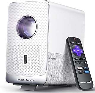 Compare Aurzen Eazze D1R Cube Roku TV Smart Projector White at KSA Price