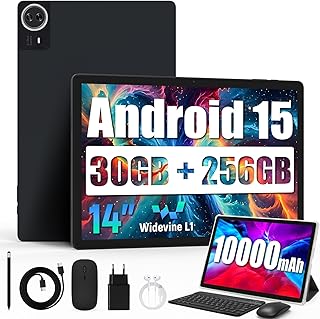 Compare Android 15 tablet, 14inch tablet PC, quadcore processor, 30 GB RAM, 256 GB ROM, expandable up to 1 TB, TF, IPS touch screen with resolution at KSA Price