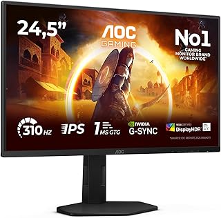Compare AOC Gaming 25G4SXU  25 inch Full HD Monitor, 310 Hz, 1 ms, FreeSync Prem., Comp. GSync, HDR10 1920x1080, 2x HDMI 2.0, 1x DisplayPort 1.4 Black Grey at KSA Price