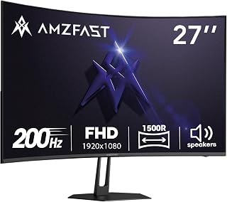 Amzfast 27 Inch Curved Gaming Monitor, 200Hz, FHD…