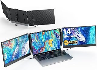 Compare V2COM 14’’ Triple Laptop Screen Extender, 1080P FHD Portable Dual Monitor for Laptop USB C HDMI, Plugplay Monitor Extender for MacWindows, Fit 13”17.3” Laptops at KSA Price