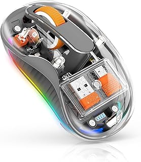 Bluetooth Wireless Mouse, Transparent RGB Tri-Modes…