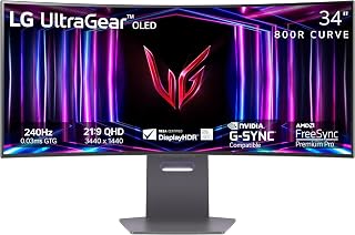 Compare LG 34GS95QE 34inch Ultragear OLED Curved Gaming Monitor WQHD 800R 240Hz 0.03ms DisplayHDR True Black 400 AMD FreeSync Premium Pro NVIDIA GSync HDMI 2.1 DisplayPort TiltHeightSwivel Stand Black at KSA Price