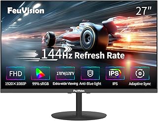 Compare 27inch Computer Monitor, FHD 1080p, 144Hz, IPS, Office and Gaming Monitor, 1ms Response Time, 3Sided Frameless, Ultra Slim, VESA Mountable, AntiBlue Light Design, HDMI, DP at KSA Price