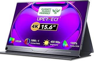 Compare UPERFECT Truely 4K Computer Monitor, 15.6" UHD FreeSync 100�obeRGB 450 Nits Brightness HDR IPS Speaker Eye Care Game Display 2 TypeC Full HDMI for Laptop Phone, VESA & Smart Case at KSA Price