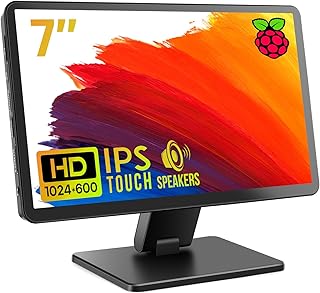 Compare ROADOM Touch Screen Monitor with Case, 7’’ Raspberry Pi Screen, IPS FHD 1024×600,Responsive and Smooth Touch,Dual Builtin Speakers,HDMI Input,Compatible with Raspberry PiPCCameraGamingTV at KSA Price