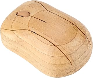 Compare Bamboo Wireless Optical Mouse, 2.4GHz Silent Click Computer Mouse for Laptop, Natural Wooden Ergonomic Right Handed Desktop Accessory, Compact Slim Profile for Home Travel at KSA Price