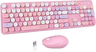 UBOTIE Colorful Computer Wireless Keyboard Mice Combo,…