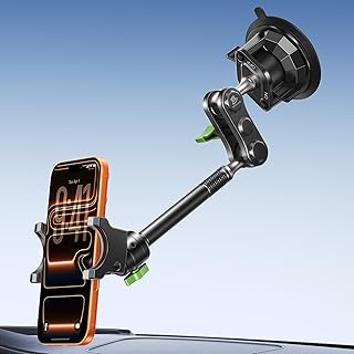 Compare Magic John UltraDurable Metal Car Phone Holder, 360° Rotation, Suction Cup Windshield Mount for iPhone Samsung All Smartphones at KSA Price