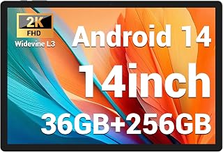 Compare Tablet 14 Inch Android 14 Tablet 5G WiFiOctaCore, 36GB RAM + 256GB ROM 1TB TF, 11580mAh, Widevide L3,2000 x 1200HD, GPS,GMS,BT 5.0, Black at KSA Price