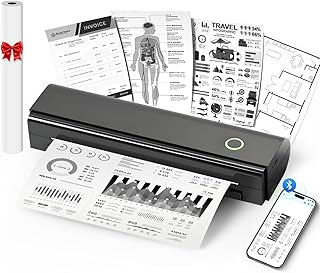 Compare Portable Printers Wireless for Travel, N80 Wireless Thermal Printer Bluetooth Inkless Printer Support 8.5" X 11" US Letter & A4 Size, Compatible with iOS, Android, Laptop for Office, Home, Car, Black at KSA Price