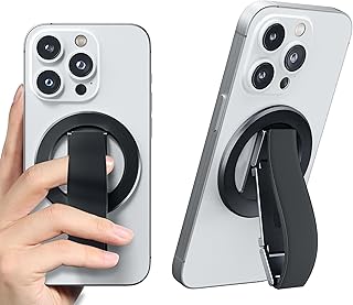 Compare Azonee Magnetic Phone Ring Stand for MagSafe, Aluminum Alloy Kickstand with Silicone Loop Grip, Secure and Comfortable Phone Holder for iPhone & Android Comes with 1 Magnet Ring at KSA Price