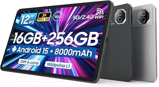 Compare Tablet 12 inch Large Screen, Android 15 Tablet 16GB RAM 256GB ROM, 2K 2000x1200 Incell Widevine L1 Display, Gaming Tablets with Helio G99 Octacore, 8000mAh 18W Fast Charge Tablets, AI Support, GPS at KSA Price