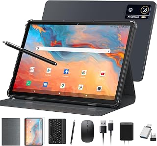 Compare Android 16 Tablet 2026 Latest 10 Inch Tablet OctaCore Processor AI Gemini 12GB RAM + 64GB ROM + 1TB Expand,7000mAh Battery,5GWiFi,8+13MP Camera 2in1 Tablets with Keyboard,Case,Mouse,Stylus at KSA Price