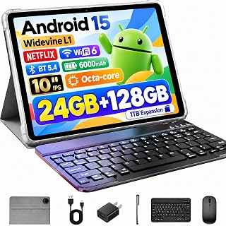 Android 15 Tablet 10 Inch, 24GB RAM+128GB ROM/1TB…
