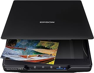 Compare Epson Perfection V19 II Color Photo and Document Flatbed Scanner with 4800 dpi Optical Resolution, USB Power and HighRise, Removable Lid at KSA Price