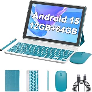Compare 10 Inch Tablet Android 15NOT GO Tablets 2 in 1 tablet With keyboard 12GB RAM+64GB ROMSupports 1TB expansion Tableta 2MP+8MP Camera 6000mAh Battery MouseCaseStylus 5G Wifi6 10.1" Android Tablets at KSA Price