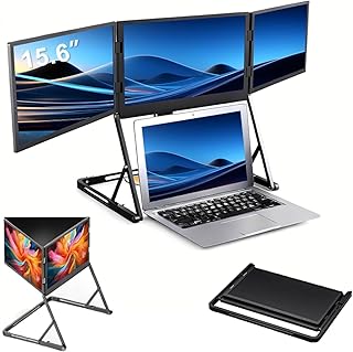 Compare 15.6”Laptop TriFold Monitor, 1080p Fhd Portable Laptop Screen Extender, TypeCHDMIUSBC PlugPlay Triple Monitor with 360° Rotation Adjustable Viewing Angles at KSA Price