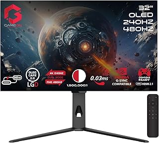Compare GAMEON 32" OLED Gaming Monitor, Dual Mode 4K 240Hz & FHD 480Hz, 0.03ms, HDMI 2.1, DP 1.4, USBC 90W, HDR10, FreeSync GSync, 10Bit, DCIP3 98.5%, KVM, RGB, Height Tilt Swivel Pivot, Black at KSA Price