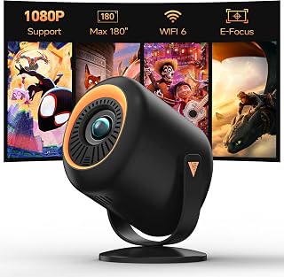 Compare Projector with Wifi and Bluetooth Native 1080P, 4K Supported, Home Movie Projector with HDMI, USB, Type‑C, Compatible with Smartphone Tablet Laptop TV Stick PS5 for Gaming, Home Cinema at KSA Price