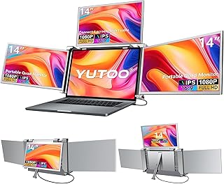 Compare YUTOO Triple Laptop Screen Extender, M1M2M3Windows Only 1 Cable to Connect,Laptop Monitor Extender for MacWindows, 1080P | FHD IPS | UltraThin Bezel, Powered by TypeCUSB 14" Quad Screen at KSA Price