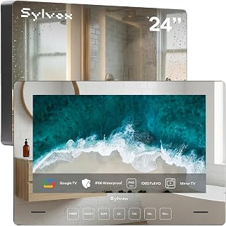 Compare SYLVOX Smart Mirror Bathroom TV 32 Inch FHD| IP66 Waterproof 12V Google TV 1080P|60Hz| Chromecast| WiFi & Bluetooth| Sleep Timer 2023, BT24A1KEGB at KSA Price
