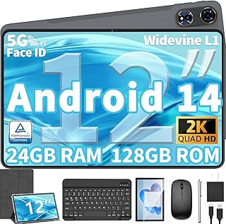 Tablet 12 Inch Android 14 Tablet, 24GB (8+16)…