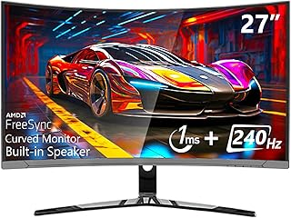 27" Inch 240Hz Monitor, 1920x1080 Curved Gaming…