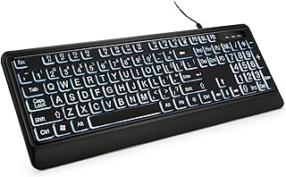 Large Print Backlit Keyboard, USB Wired Computer…