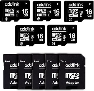Compare addlink 16GB 5Pack Micro SD Card, 85MBs, Full HD Video, Surveillance Security, Action Camera U1 C10 Class 10 Micro SDHC UHSI Memory Card, with MicroSD to SD Adapter at KSA Price
