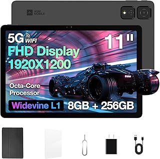 Compare AGM Android 14 Tablet with 11 Inch Full HD IPS Display, 84+4 GB RAM 256GB ROM Large Storage, 1920 X 1200, MTK G91, Widevine L1, 8000mAh Battery, 5G WiFi, GPSOTGBluetooth, Case Included at KSA Price
