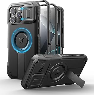 Compare Dexnor for iPhone 16 Pro Max Case with Slide Camera Cover & Adjustable Kickstand & Builtin Screen Protector,Compatible With MagSafe Shockproof Bumper Cases Heavyduty Mangetic Protective Cover,Black at KSA Price