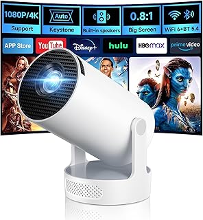 Compare HY300 Ultra, Mini Projector 4K Built in Apps, Smart Portable Projectors with WiFi 6 and Bluetooth 5.4, 5 W Sound Base Speaker, 160 ANSI, Auto Keystone, Compatible with HDMIUSBTV StickPhone at KSA Price