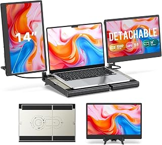 Compare Laptop Screen Extender, 14" FHD 1080P Laptop Monitor Extender, Stretchable Base and Detachable Screen, Plug & Play, Triple Screen Extender Compatible with Windows, Mac, Chrome at KSA Price