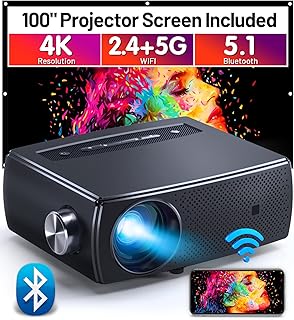 Compare ClokoWe Projector, 10000L 1080P HD 5G WiFi Bluetooth Projector, Portable Movie Projector with Screen, Home Theater Video Projector Compatible with AndroidiOSTV StickPS4, Support 4K&300” at KSA Price