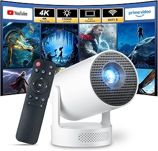 Compare Android 4K Home Projector  2026 Upgraded Bluetooth 5.4 WiFi 6 Projector, HD 1080P Image Quality, 4K Decoding, High Brightness, Automatic Cornerstone, 270° Rotation, Projector at KSA Price