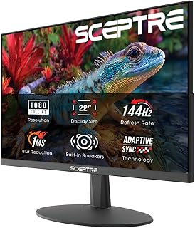 Compare Sceptre New 22inch Prime Monitor up to 144Hz HDMI DisplayPort Buildin Speakers, Machine Black 2026 FW144 Series at KSA Price