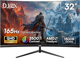 Compare 32" Curved Gaming Monitor, QHD 1440P, 165Hz | VA Computer Display, 1500R, 3500:1 Contrast Ratio, 98% sRGB, HDR10, 16.7M, Frameless PC Design at KSA Price