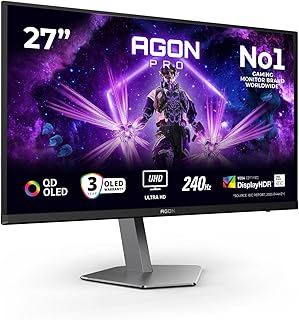 Compare AOC Agon Pro AG276UZD  Flat Gaming Monitor QD OLED 27 Inches, 240 Hz, 0.03 ms, FreeSync Prem Pro, Comp. GSync, Height Adjustment, HDR400 3840x2160, 2xHDMI, DisplayPort, USB Hub Black at KSA Price