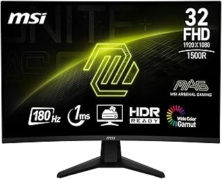 Compare MSI Gaming monitor MAG 32C6 1920x1080 FHD 31.5" 16:9 Curve 1500R Black at KSA Price