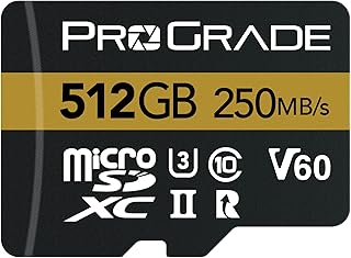 Compare ProGrade Digital microSD Card V60 512GB  Tested for Full Size SD Card Devices | Up to 250MBs Read, 130MBs Write at KSA Price